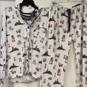 Pj salvage dog pajama set with eye covering.